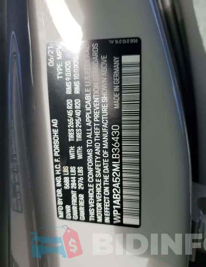 WP1AB2A52MLB36430 Photo# 12