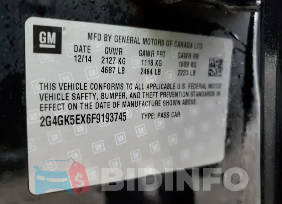 2G4GK5EX6F9193745 Photo# 12