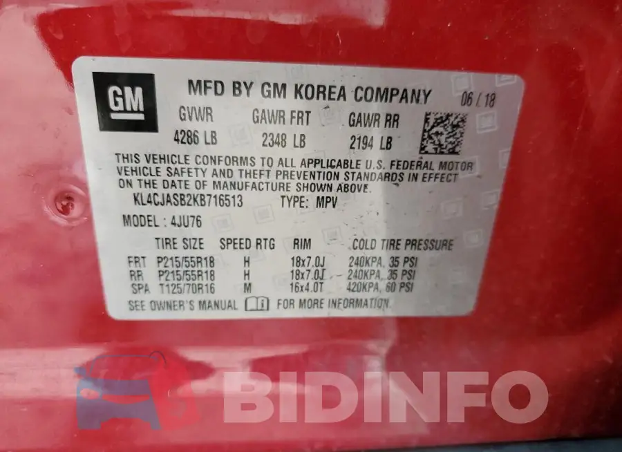 KL4CJASB2KB716513 Photo# 13
