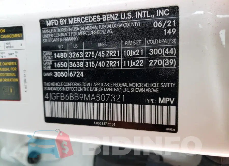 4JGFB6BB9MA507321 Photo# 13