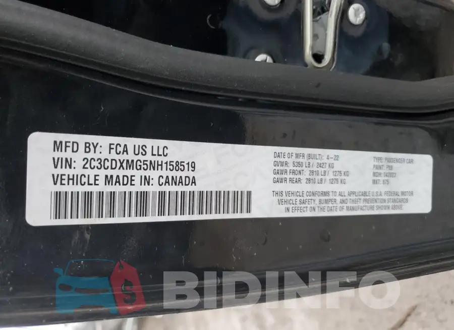 2C3CDXMG5NH158519 Photo# 12
