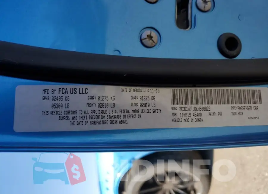 2C3CDZFJ6KH508823 Photo# 12