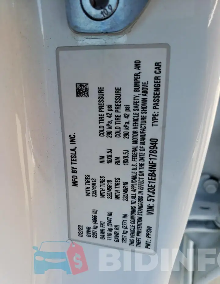 5YJ3E1EB4NF178940 Photo# 12