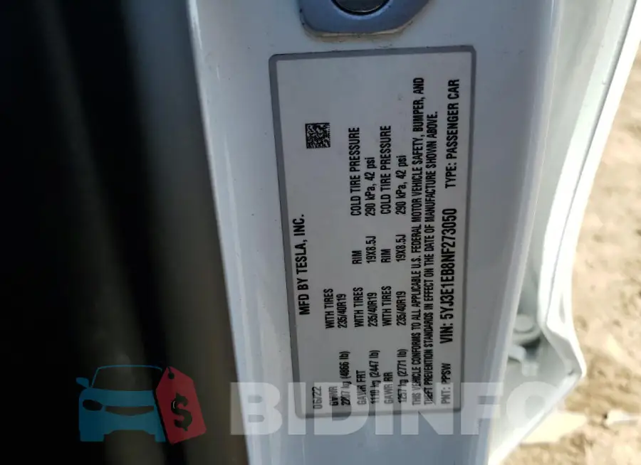 5YJ3E1EB8NF273050 Photo# 12