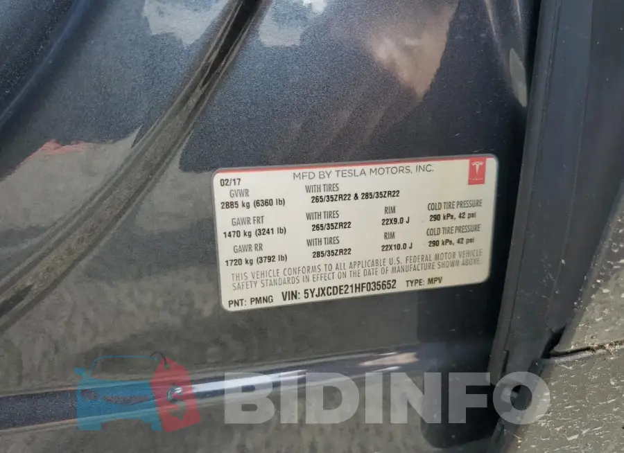 5YJXCDE21HF035652 Photo# 12