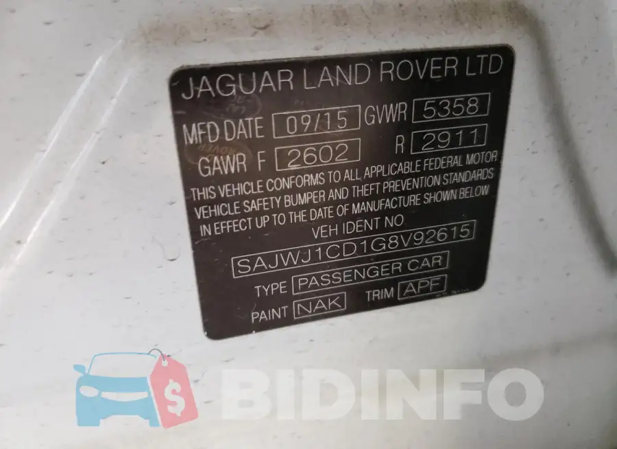 SAJWJ1CD1G8V92615 Photo# 13