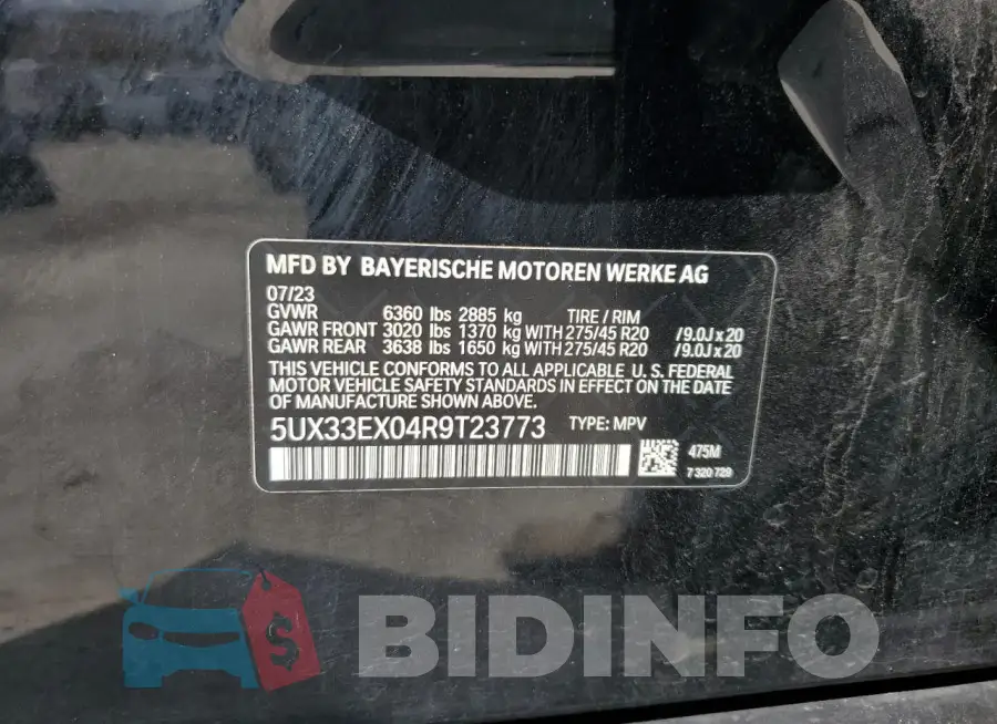 5UX33EX04R9T23773 Photo# 13