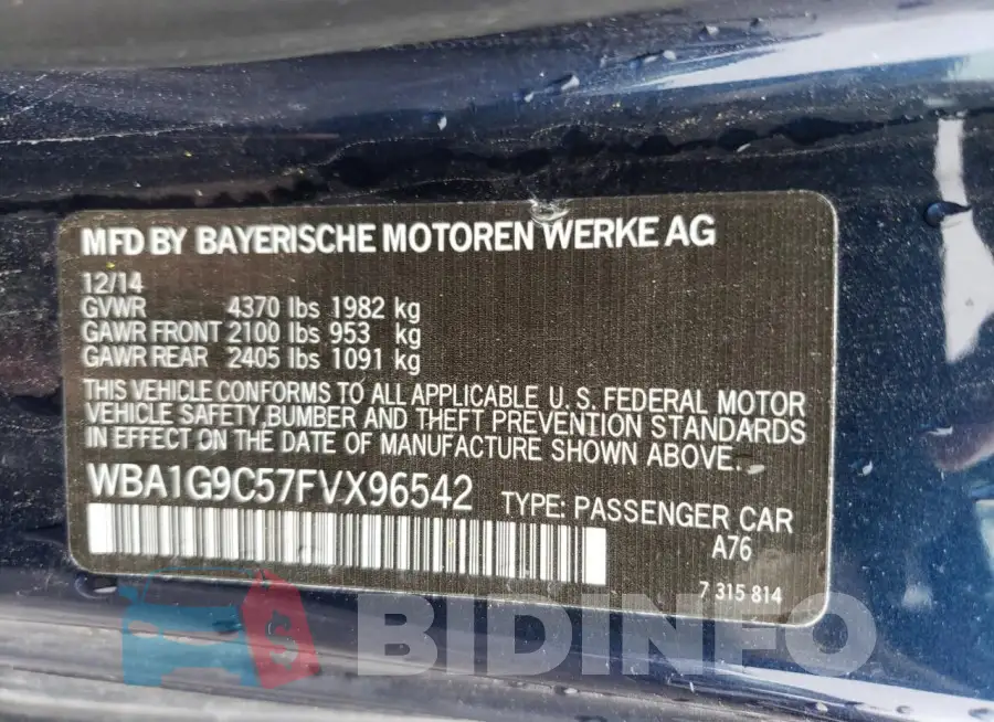WBA1G9C57FVX96542 Photo# 12