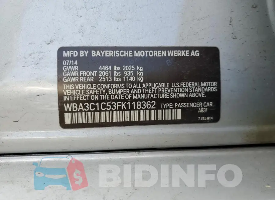 WBA3C1C53FK118362 Photo# 12