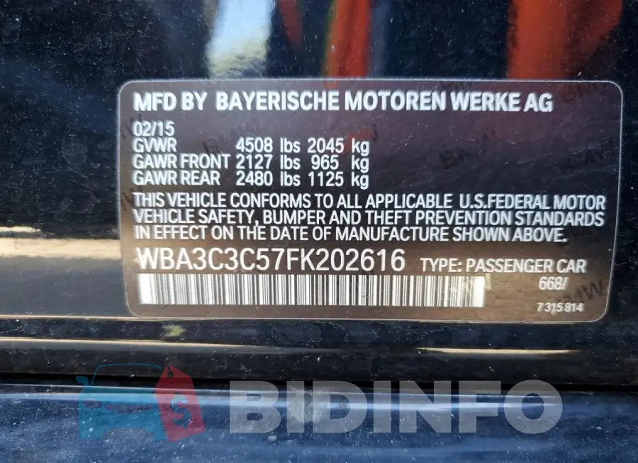 WBA3C3C57FK202616 Photo# 12
