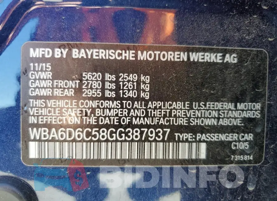 WBA6D6C58GG387937 Photo# 12