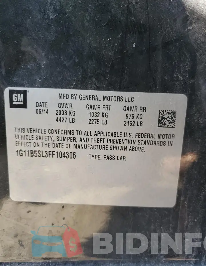 1G11B5SL3FF104306 Photo# 12