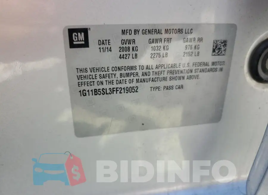 1G11B5SL3FF219052 Photo# 12