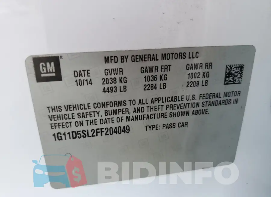 1G11D5SL2FF204049 Photo# 12