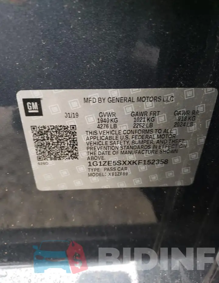 1G1ZE5SXXKF152358 Photo# 12