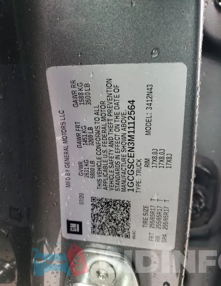 1GCGSCEN3M1112564 Photo# 12