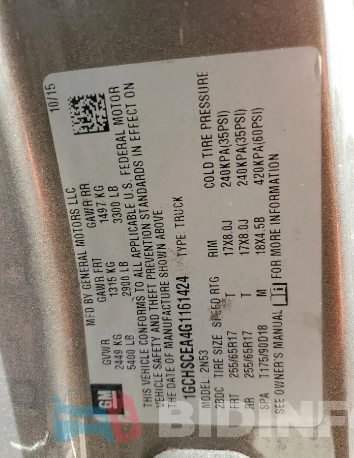 1GCHSCEA4G1161424 Photo# 13