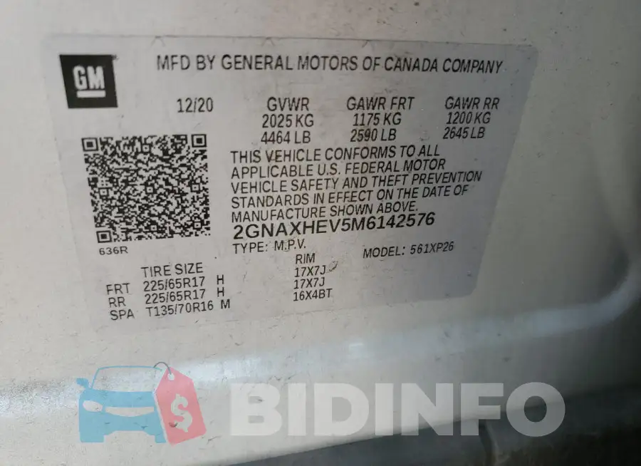 2GNAXHEV5M6142576 Photo# 12