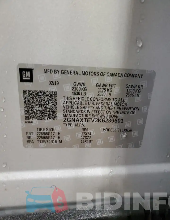2GNAXTEV3K6239601 Photo# 14