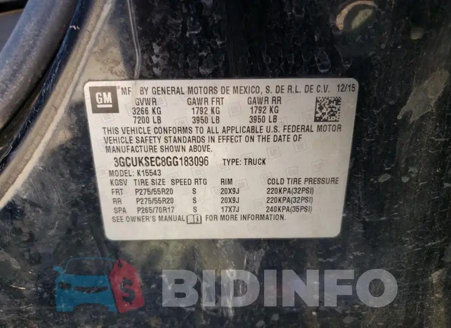 3GCUKSEC8GG183096 Photo# 12