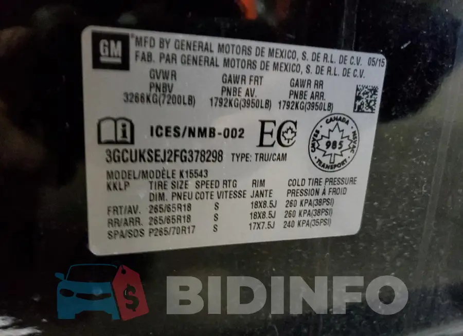 3GCUKSEJ2FG378298 Photo# 12