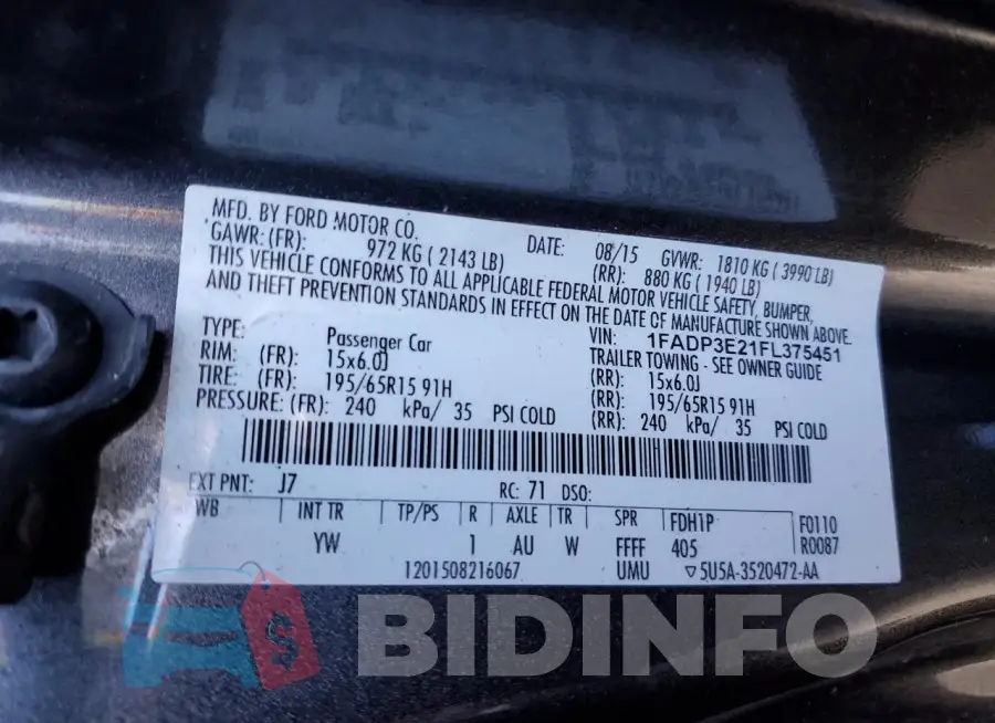1FADP3E21FL375451 Photo# 12