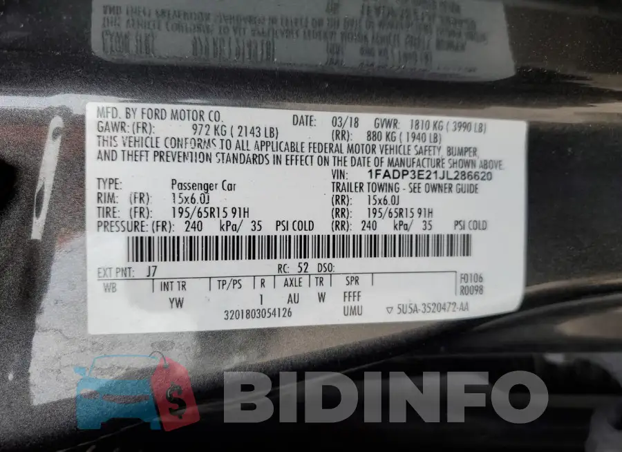1FADP3E21JL286620 Photo# 12