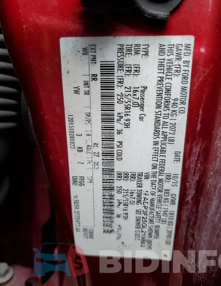 1FADP3F25GL219882 Photo# 12