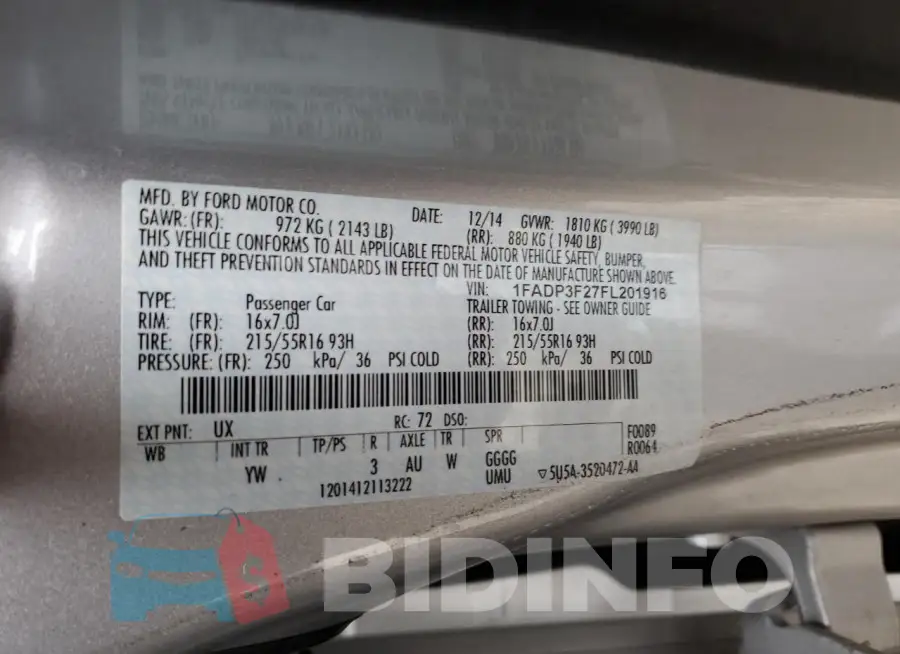1FADP3F27FL201916 Photo# 12