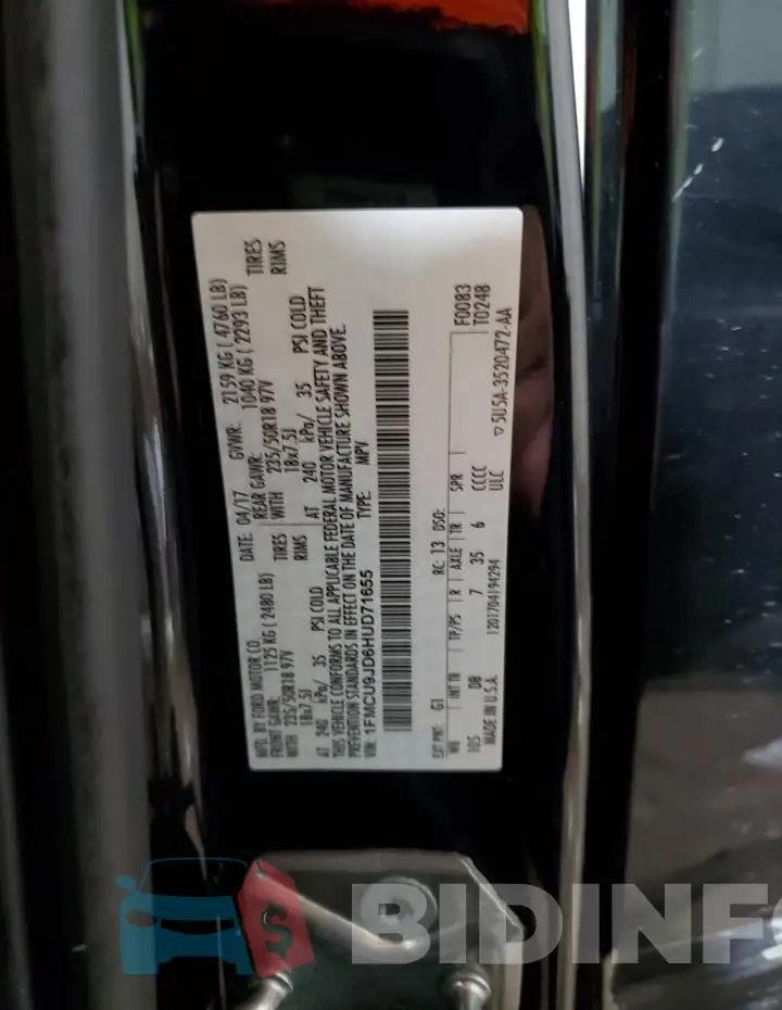 1FMCU9JD6HUD71655 Photo# 14