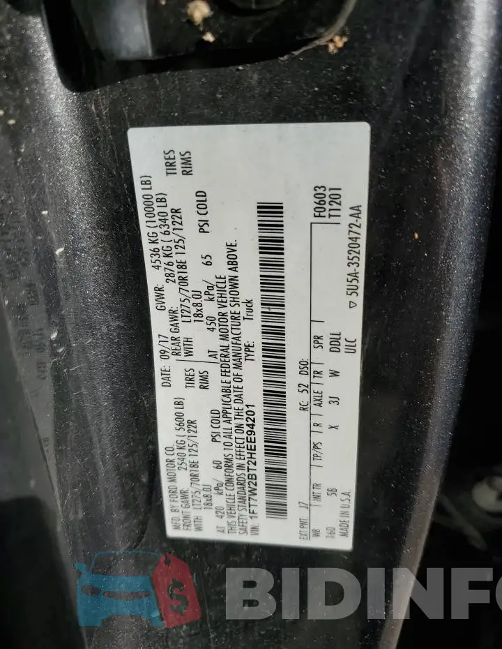 1FT7W2BT2HEE94201 Photo# 12