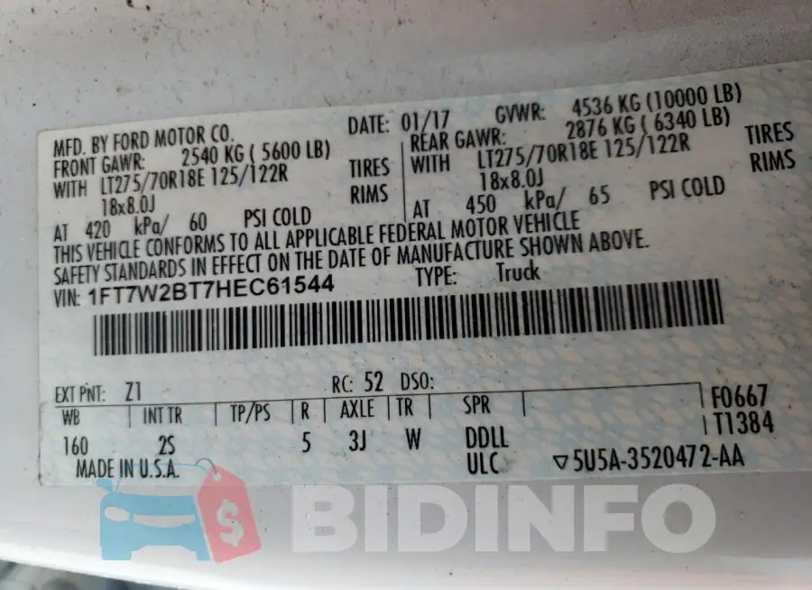 1FT7W2BT7HEC61544 Photo# 12