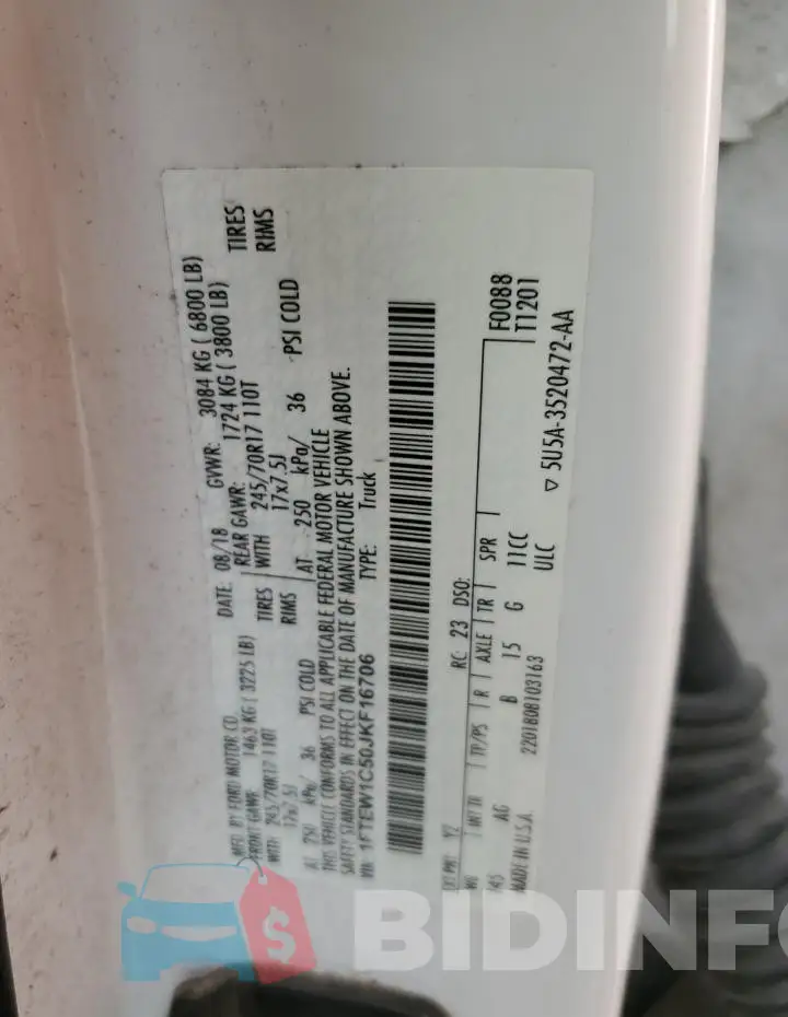 1FTEW1C50JKF16706 Photo# 12