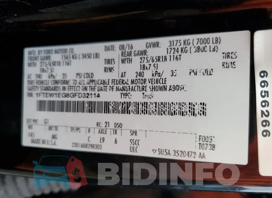 1FTEW1EG8GFD32114 Photo# 12