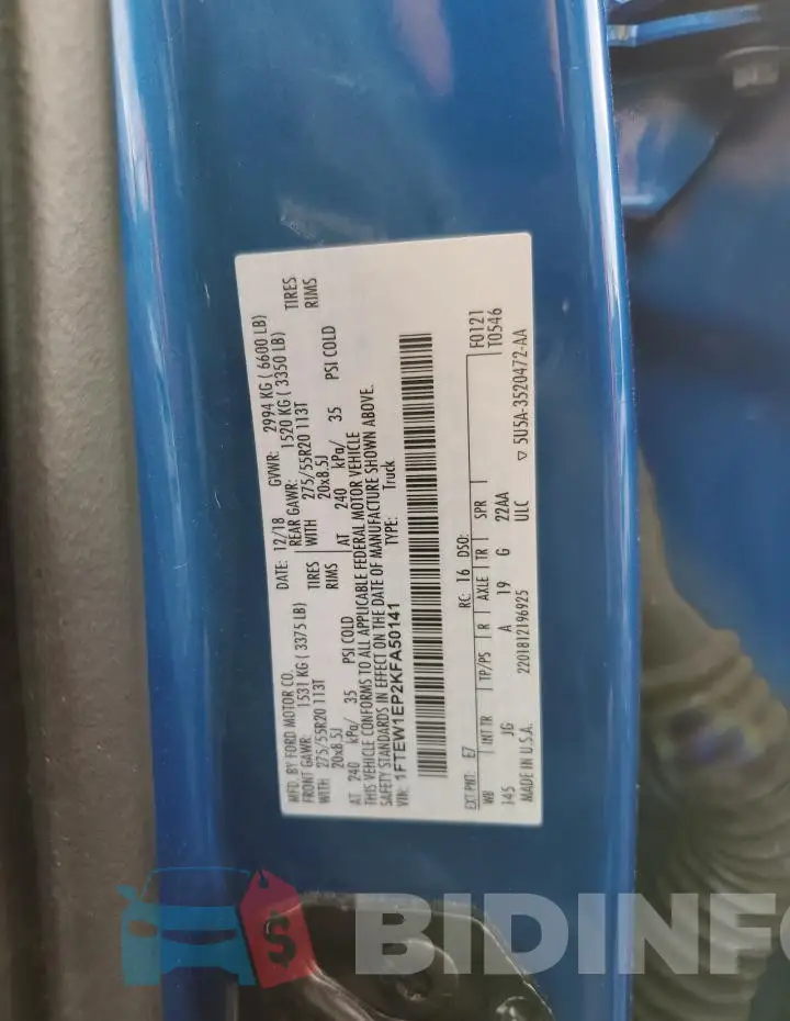 1FTEW1EP2KFA50141 Photo# 12