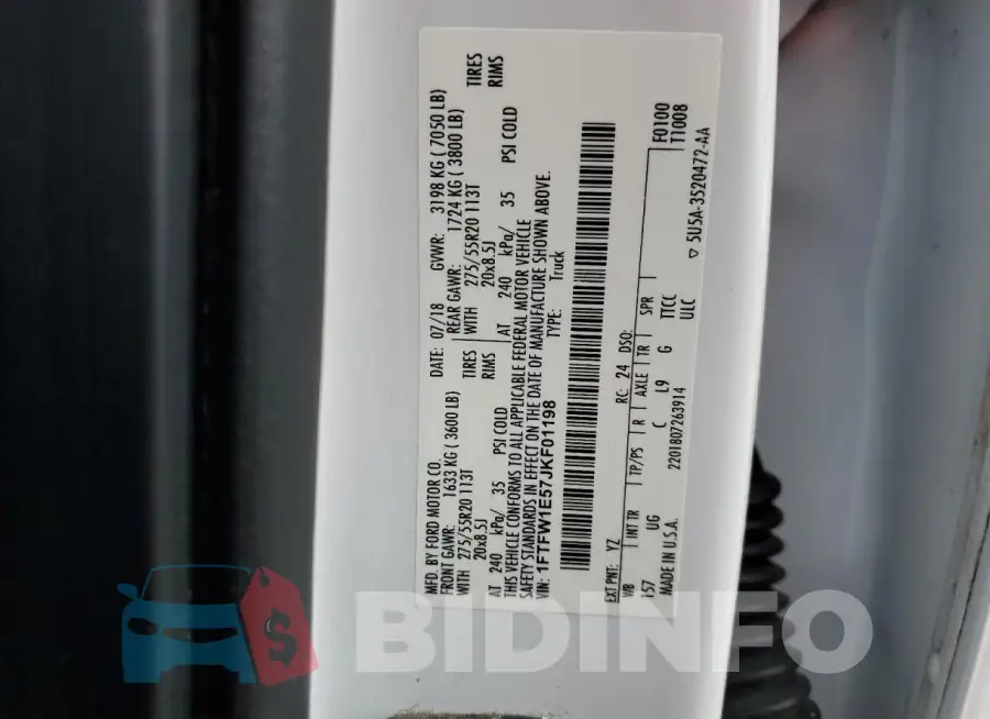 1FTFW1E57JKF01198 Photo# 12