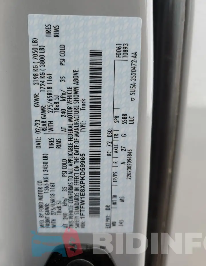 1FTFW1E8XPKD59965 Photo# 13