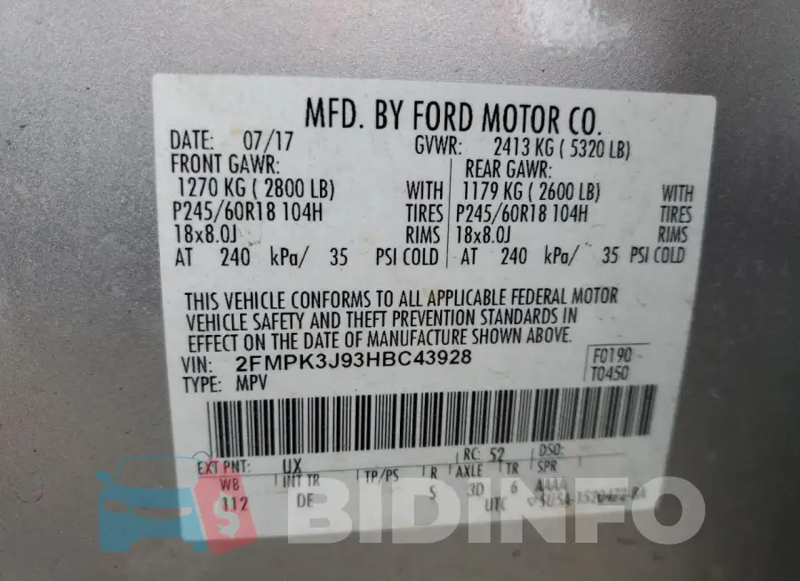 2FMPK3J93HBC43928 Photo# 13