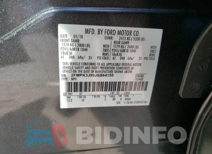 2FMPK3J99JBB64155 Photo# 13