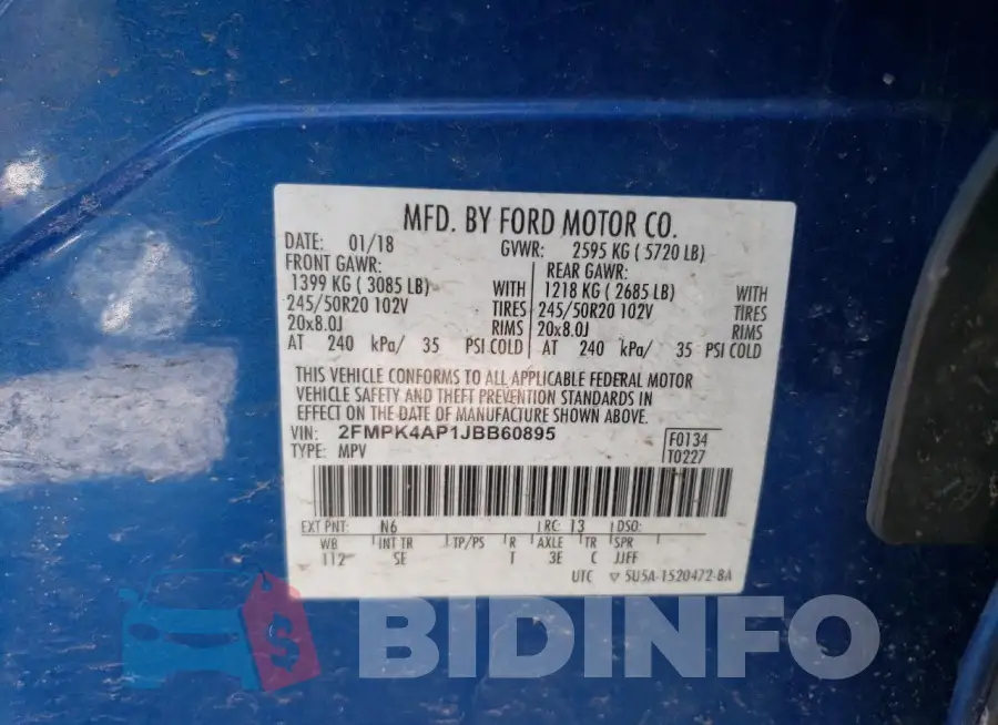 2FMPK4AP1JBB60895 Photo# 13