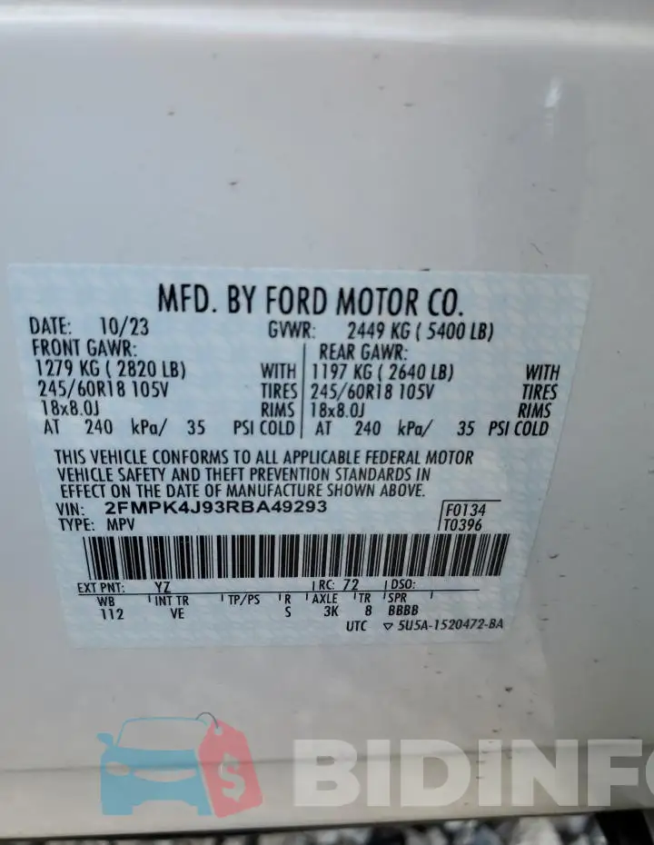 2FMPK4J93RBA49293 Photo# 14