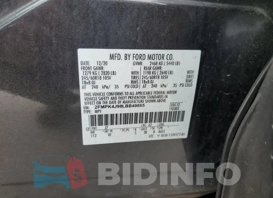 2FMPK4J98LBB49865 Photo# 14