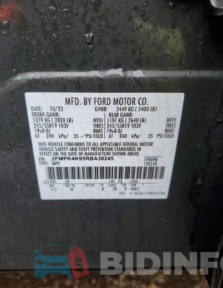 2FMPK4K95RBA38245 Photo# 12