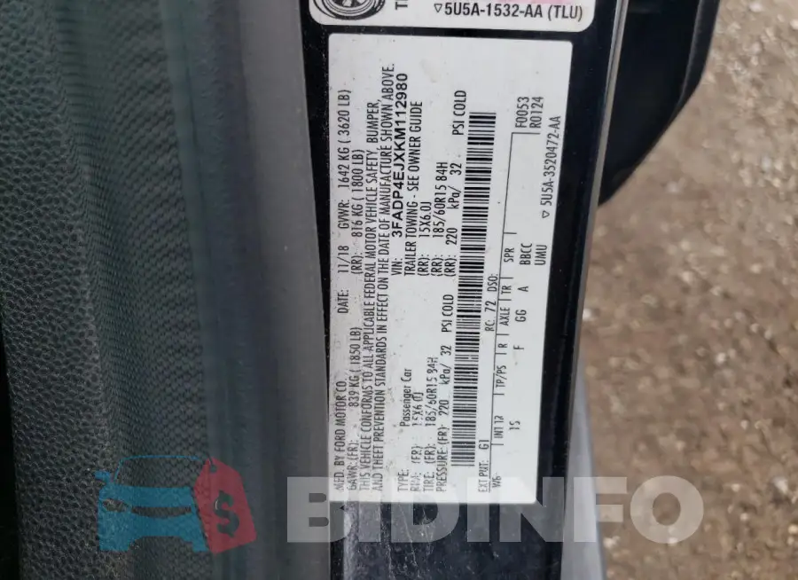 3FADP4EJXKM112980 Photo# 12
