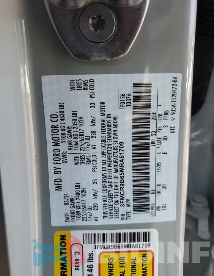 3FMCR9B65MRA61709 Photo# 12