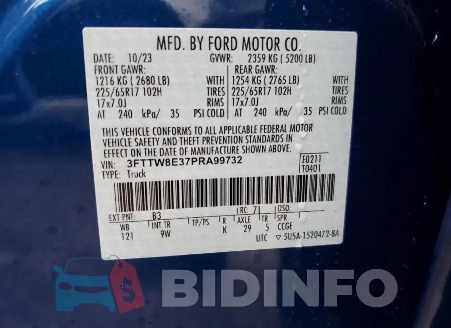 3FTTW8E37PRA99732 Photo# 13
