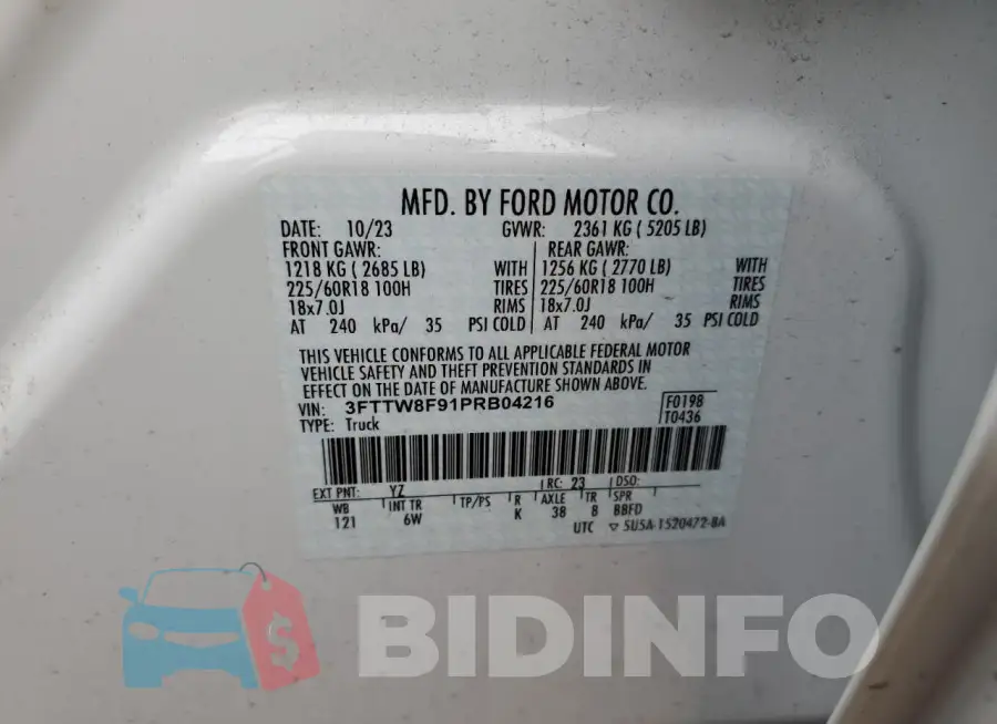 3FTTW8F91PRB04216 Photo# 12