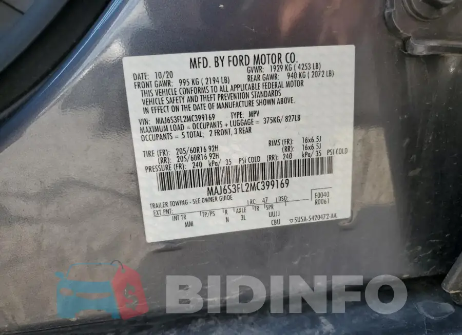 MAJ6S3FL2MC399169 Photo# 13