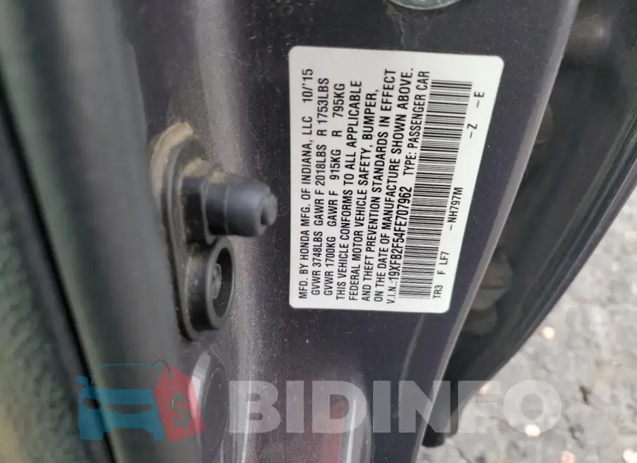 19XFB2F54FE707962 Photo# 13