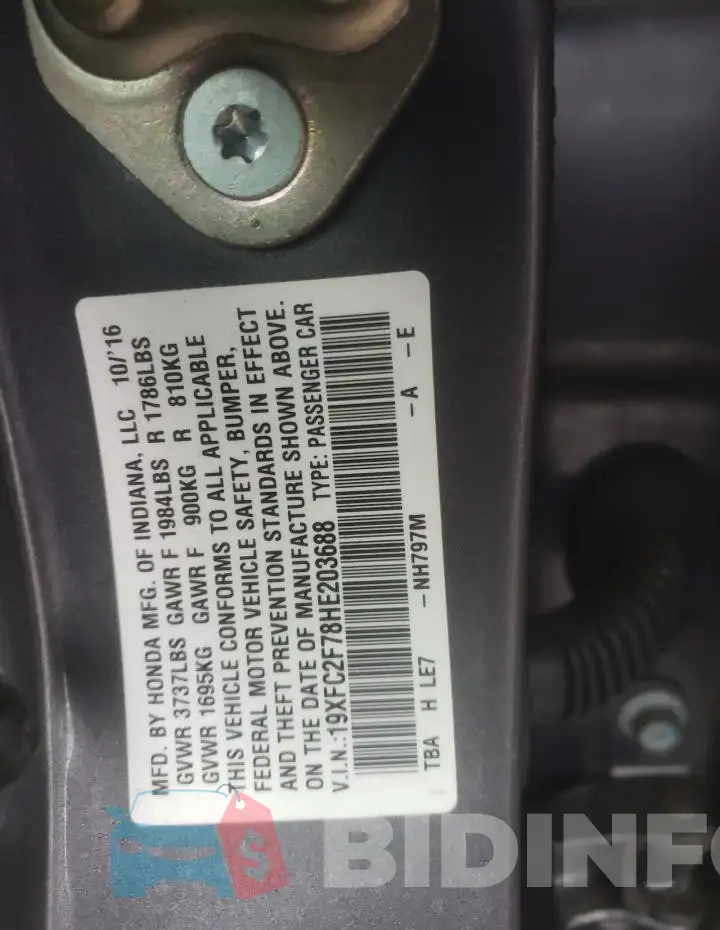 19XFC2F78HE203688 Photo# 12